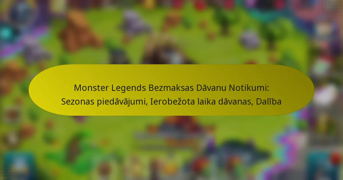 Monster Legends Bezmaksas Dāvanu Notikumi: Sezonas piedāvājumi, Ierobežota laika dāvanas, Dalība