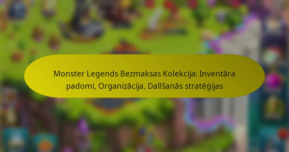 Monster Legends Bezmaksas Kolekcija: Inventāra padomi, Organizācija, Dalīšanās stratēģijas