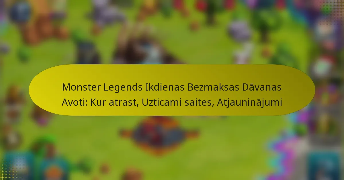Monster Legends Ikdienas Bezmaksas Dāvanas Avoti: Kur atrast, Uzticami saites, Atjauninājumi