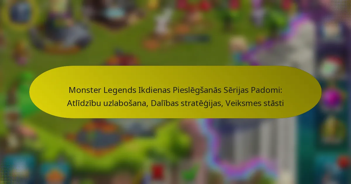 Monster Legends Ikdienas Pieslēgšanās Sērijas Padomi: Atlīdzību uzlabošana, Dalības stratēģijas, Veiksmes stāsti