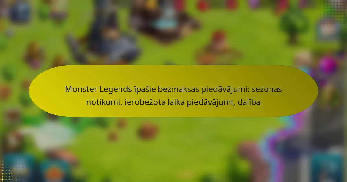 Monster Legends īpašie bezmaksas piedāvājumi: sezonas notikumi, ierobežota laika piedāvājumi, dalība