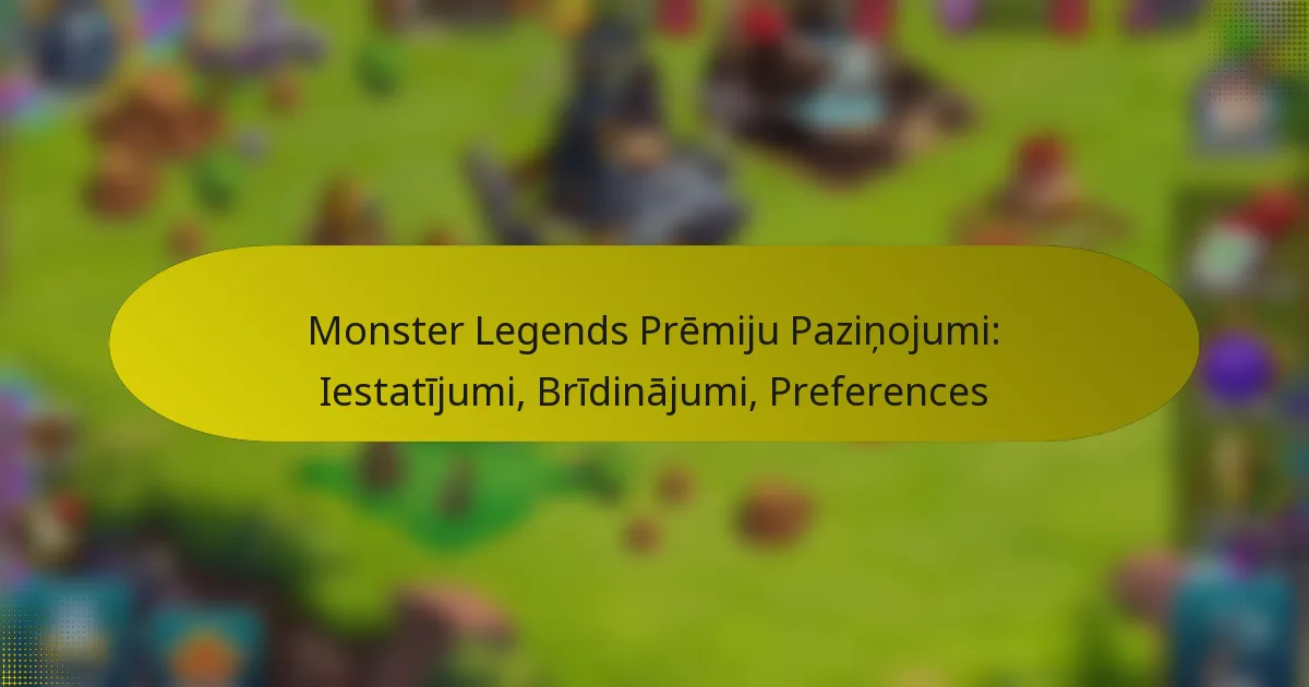 Monster Legends Prēmiju Paziņojumi: Iestatījumi, Brīdinājumi, Preferences