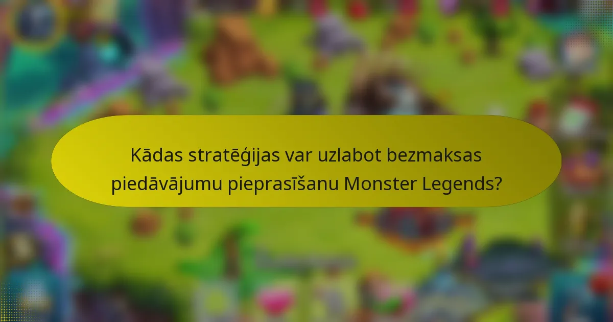 Kādas stratēģijas var uzlabot bezmaksas piedāvājumu pieprasīšanu Monster Legends?