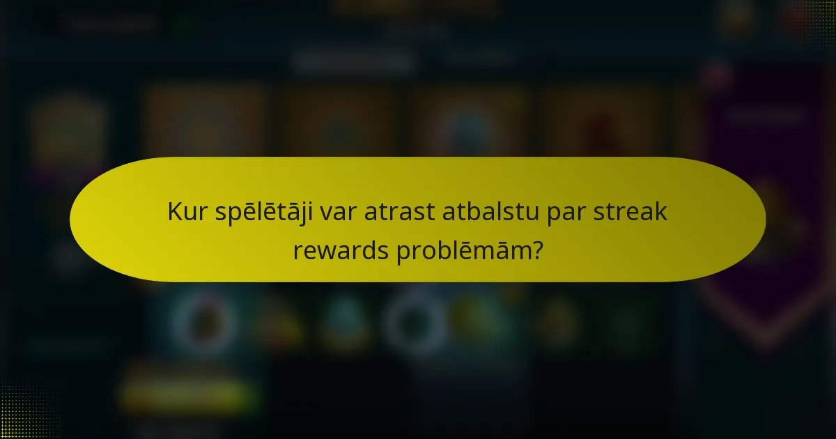 Kur spēlētāji var atrast atbalstu par streak rewards problēmām?