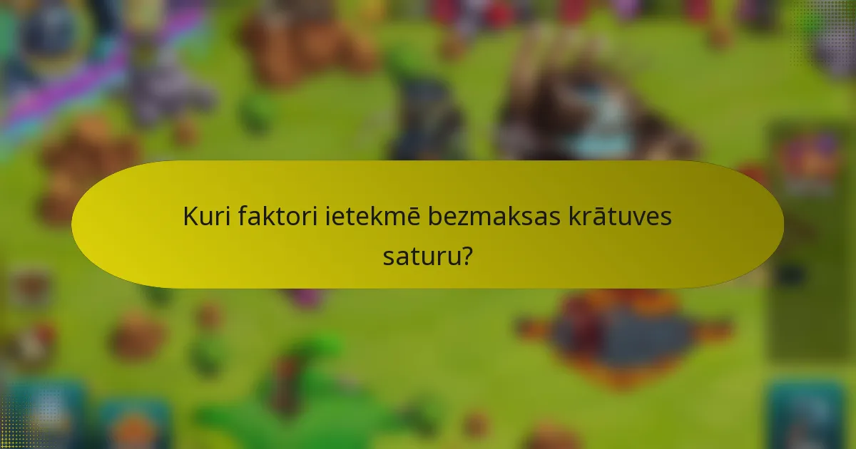 Kuri faktori ietekmē bezmaksas krātuves saturu?